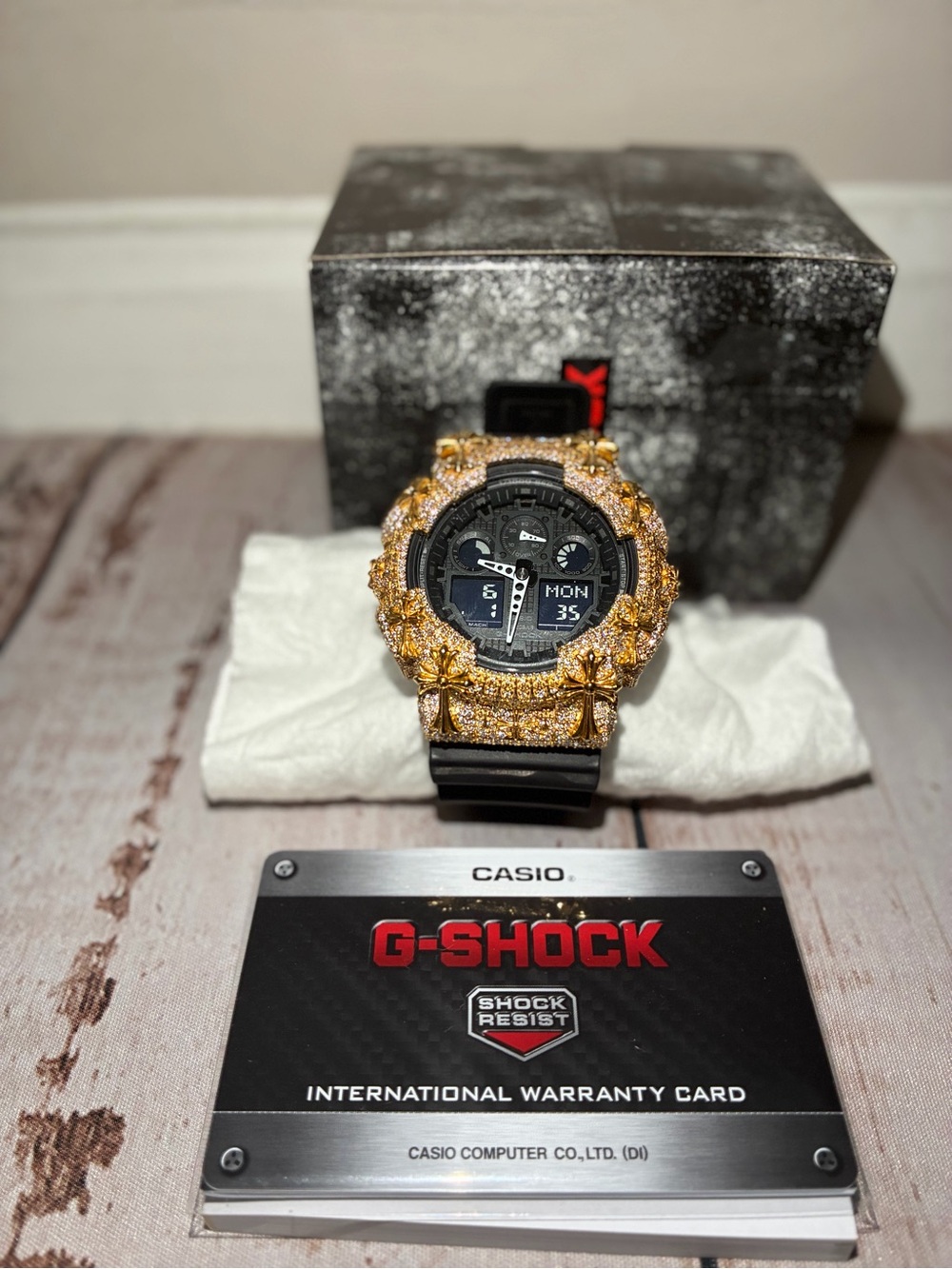 Casio G-Shock GA110 Moissanite Diamond Watch Black & Gold
